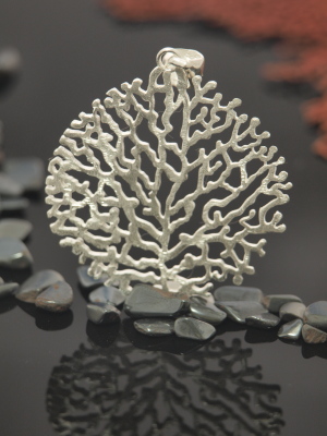 Brushed Sterling Silver Coral Pendant
